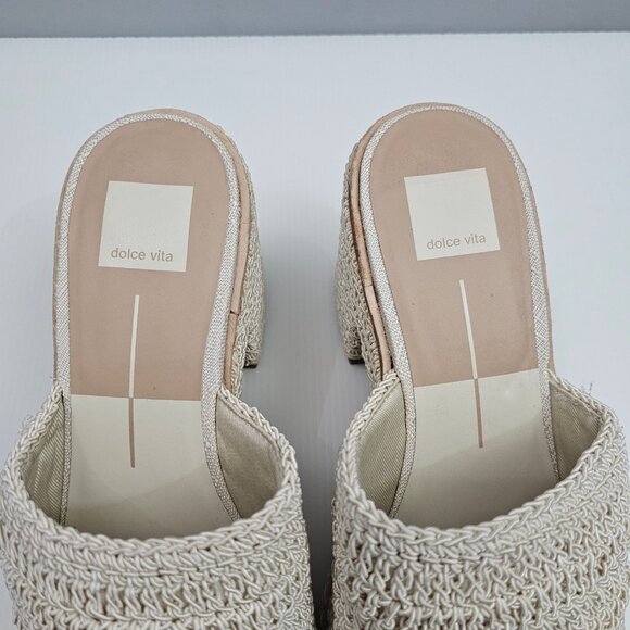 NEW Dolce Vita Ladin Wedge Womens 10 Ivory Cream Woven Platform Sandal Heels - Picture 7 of 12